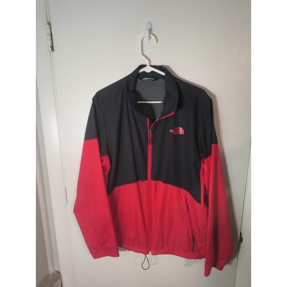 The North Face Jacket Mens Medium Red Black Colorblock Mesh Lined Windbreaker
